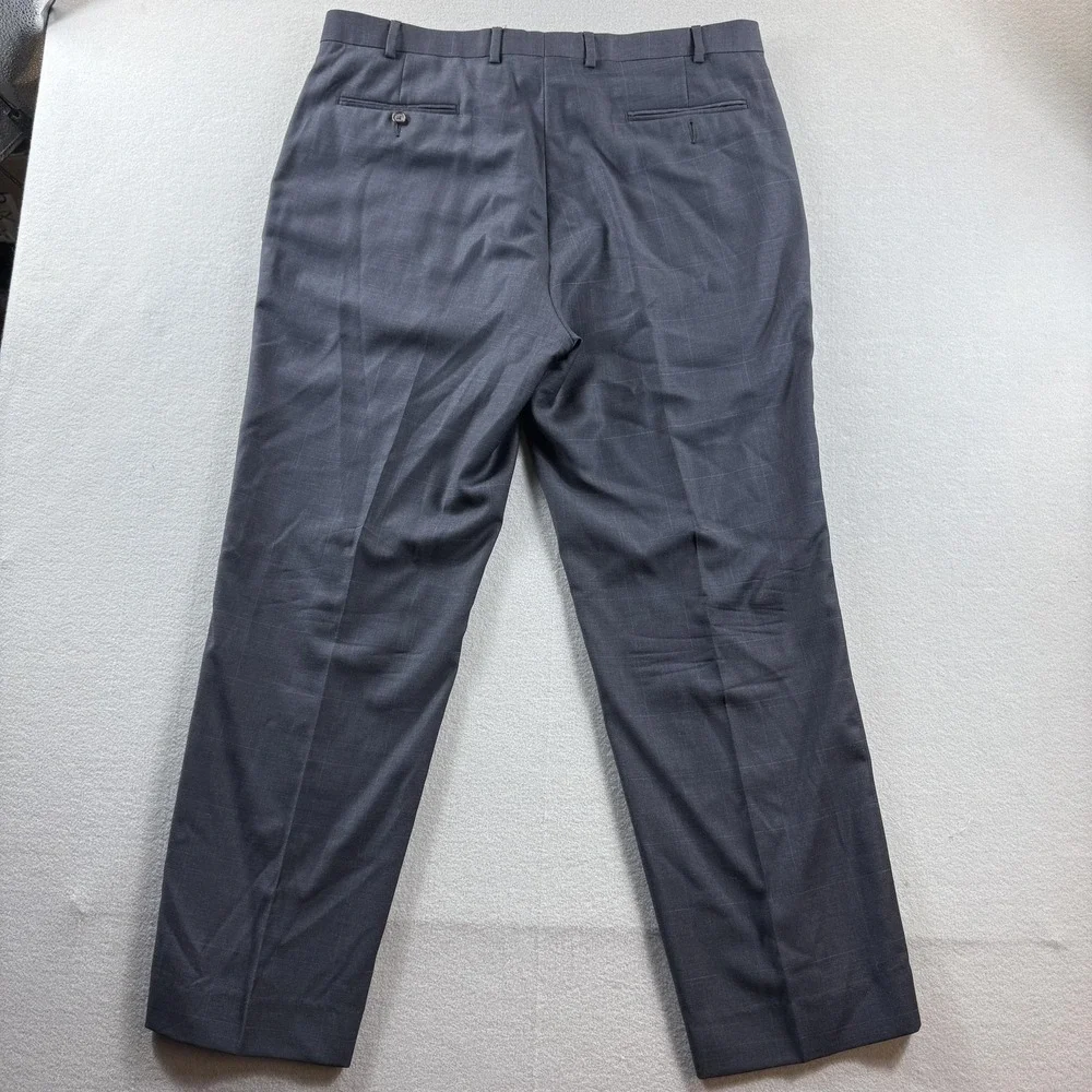 Lauren Ralph Lauren Pants Mens 38x30 Gray Wool Check Flat Front Dress Slacks